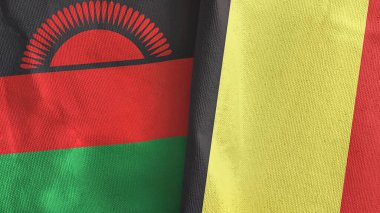 Belçika ve Malawi iki bayraklı tekstil kumaşı.