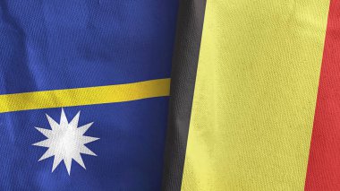 Belçika ve Nauru iki bayraklı tekstil kumaşı.