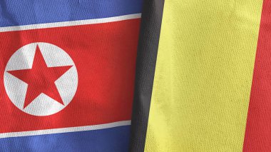 Belçika ve Kuzey Kore 'de iki bayraklı kumaş.