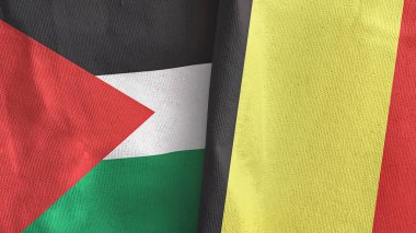 Belçika ve Filistin 'de iki bayraklı tekstil kumaşı 3D.
