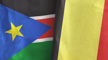 Belçika ve Güney Sudan 'da iki bayraklı tekstil kumaşı.