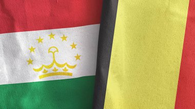 Belçika ve Tacikistan 2 bayraklı tekstil kumaşı 3D