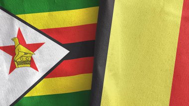 Belçika ve Zimbabwe 'de iki bayraklı tekstil kumaşı 3D.