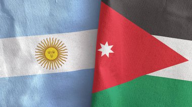 Ürdün ve Arjantin 'de iki bayraklı tekstil kumaşı 3D