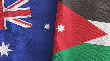 Ürdün ve Avustralya iki bayraklı tekstil kumaşı 3D