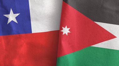 Ürdün ve Şili 'de iki bayrak, tekstil kumaşı 3D.