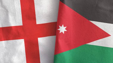 Ürdün ve İngiltere iki bayraklı tekstil kumaşı 3D