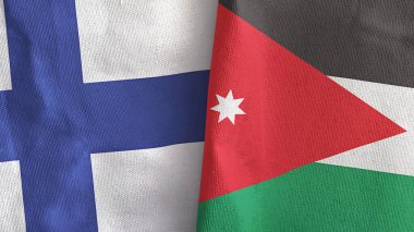 Ürdün ve Finlandiya 'da iki bayraklı kumaş 3D görüntüleme