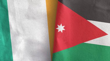 Ürdün ve İrlanda iki bayraklı tekstil kumaşı 3D