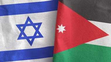 Ürdün ve İsrail iki bayraklı tekstil kumaşı 3D