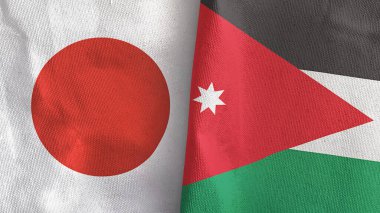 Ürdün ve Japonya iki bayraklı tekstil kumaşı 3D