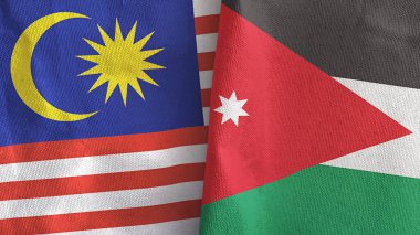 Ürdün ve Malezya iki bayraklı tekstil kumaşı 3D