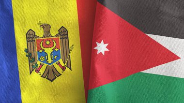 Ürdün ve Moldova iki bayraklı kumaş 3D görüntüleme