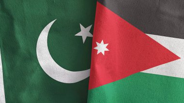 Ürdün ve Pakistan iki bayraklı tekstil kumaşı 3D
