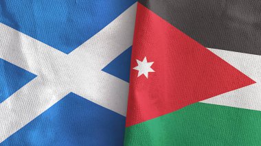 Ürdün ve İskoçya iki bayraklı kumaş 3D