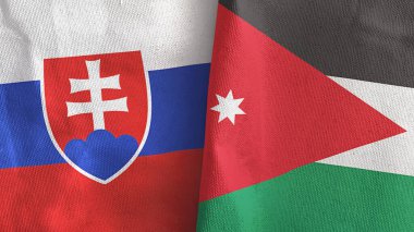 Ürdün ve Slovakya iki bayrak tekstil kumaşı 3D