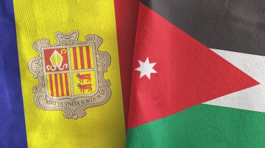 Ürdün ve Andorra iki bayraklı tekstil kumaşı 3D