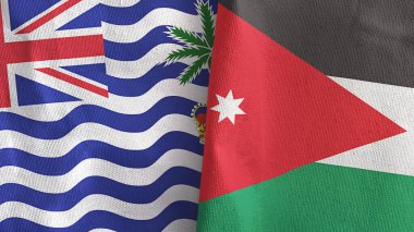 Ürdün ve İngiliz Kızılderili Bölgesi. İki bayrak, 3 boyutlu kumaş.