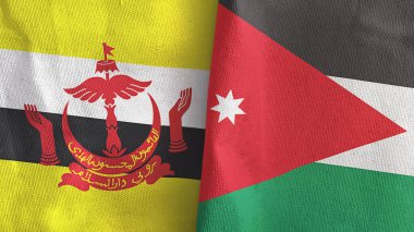 Ürdün ve Brunei iki bayraklı tekstil kumaşı 3D