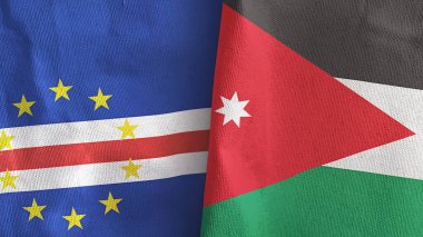 Ürdün ve Cabo Burnu Verde iki bayraklı tekstil kumaşı 3D