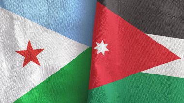 Ürdün ve Cibuti iki bayraklı tekstil kumaşı 3D