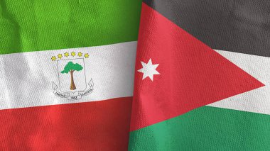 Ürdün ve Ekvator Ginesi. İki bayraklı tekstil kumaşı.