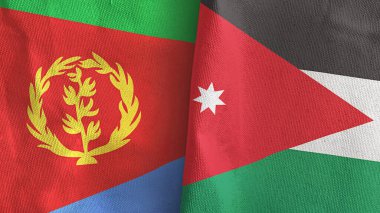 Ürdün ve Eritre iki bayraklı tekstil kumaşı 3D