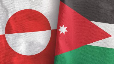 Ürdün ve Grönland iki bayraklı tekstil kumaşı 3D