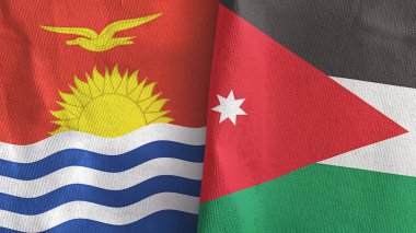 Ürdün ve Kiribati iki bayraklı tekstil kumaşı 3D