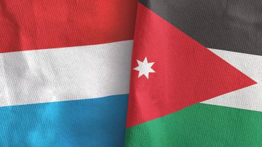 Ürdün ve Lüksemburg iki bayraklı tekstil kumaşı.