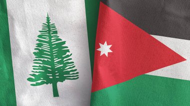 Ürdün ve Norfolk Adası 'nda iki bayraklı kumaş 3D.