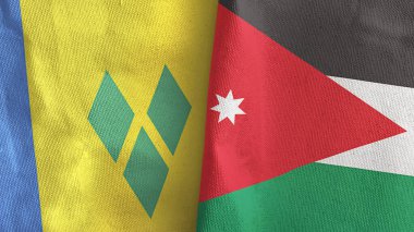 Ürdün ve Saint Vincent ve Grenadines iki bayraklı tekstil kumaşı 3D