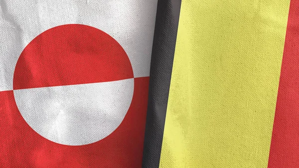 Belgium és Grönland két zászló textil ruha 3D renderelés — Stock Fotó