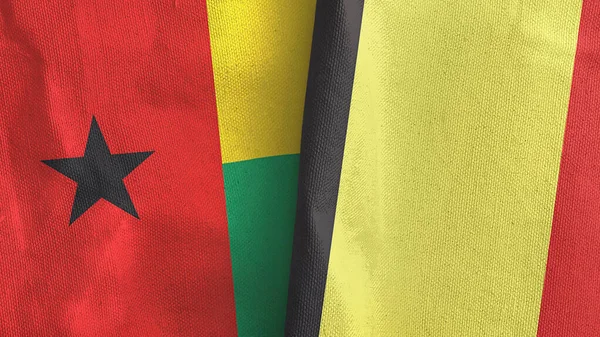 Belgio e Guinea-Bissau due bandiere tessuto 3D rendering — Foto Stock