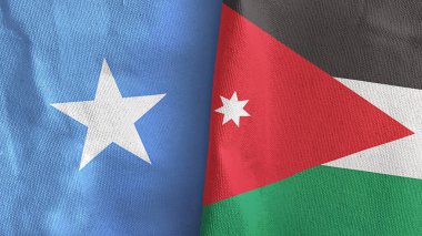 Ürdün ve Somali iki bayraklı tekstil kumaşı 3D