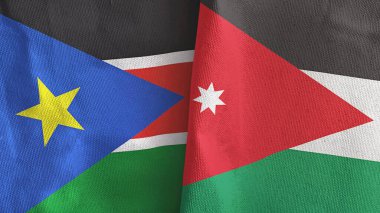 Ürdün ve Güney Sudan 'da iki bayraklı tekstil kumaşı 3D.