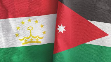 Ürdün ve Tacikistan 'da iki bayrak, üç boyutlu kumaş.