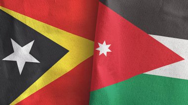 Ürdün ve Timor-Leste Doğu Timor iki bayraklı tekstil kumaşı 3D