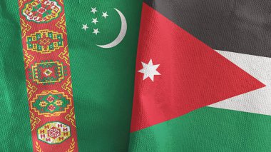 Ürdün ve Türkmenistan iki bayraklı kumaş 3D