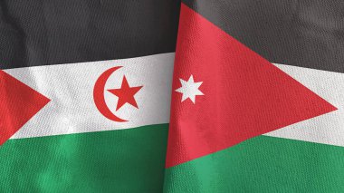 Ürdün ve Batı Sahra iki bayraklı kumaş 3D.