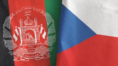 Czech Republic and Afghanistan two flags textile cloth 3D rendering