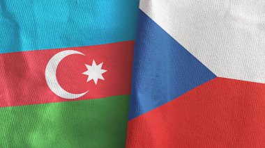 Czech Republic and Azerbaijan two flags textile cloth 3D rendering