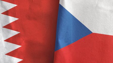 Czech Republic and Bahrain two flags textile cloth 3D rendering