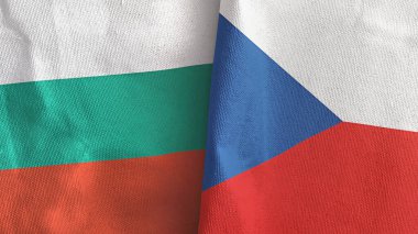 Czech Republic and Bulgaria two flags textile cloth 3D rendering