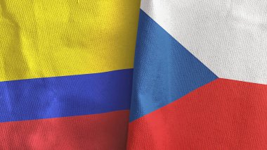 Czech Republic and Colombia two flags textile cloth 3D rendering