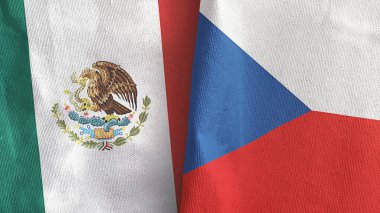 Czech Republic and Mexico two flags textile cloth 3D rendering