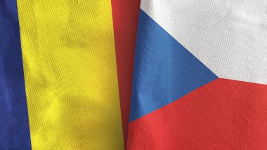 Czech Republic and Chad two flags textile cloth 3D rendering