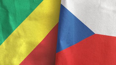 Czech Republic and Congo two flags textile cloth 3D rendering