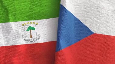 Czech Republic and Equatorial Guinea two flags textile cloth 3D rendering