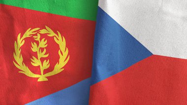 Czech Republic and Eritrea two flags textile cloth 3D rendering